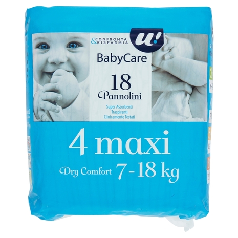 18 PANNOLINI BABY CARE MAXI DRY COMFORT 7-18 KG U! Confronta & Risparmia
